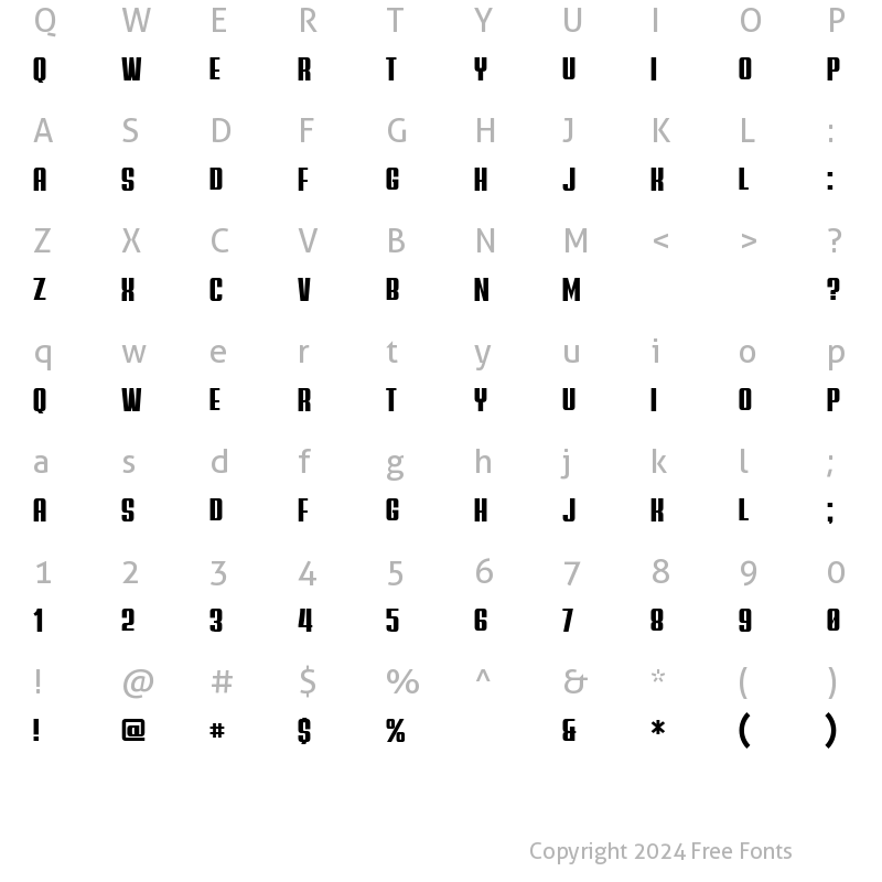 Character Map of Augsburg Condensed