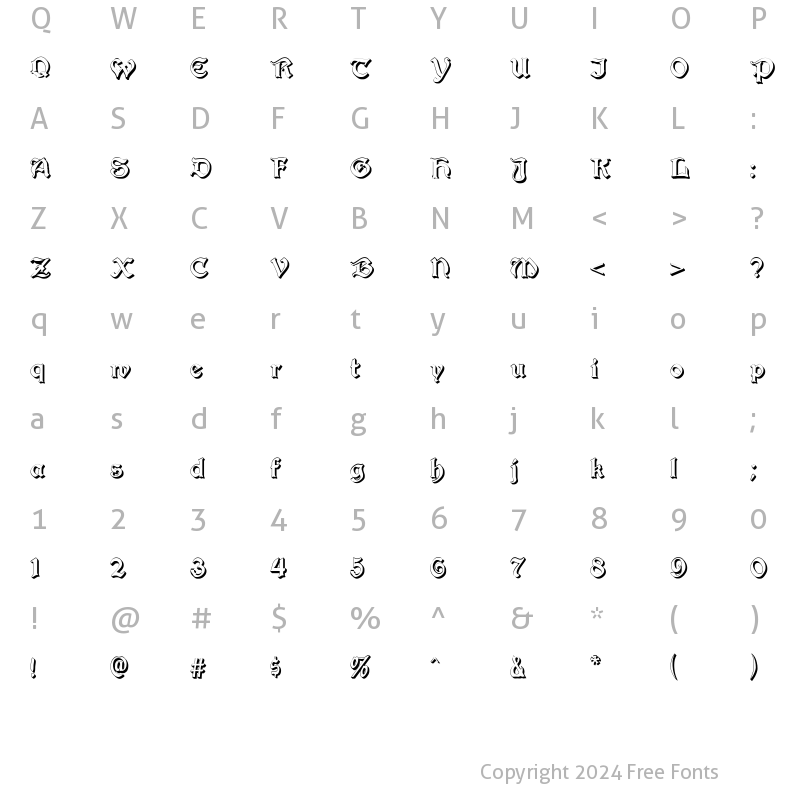 Character Map of Augusta Shadow Regular