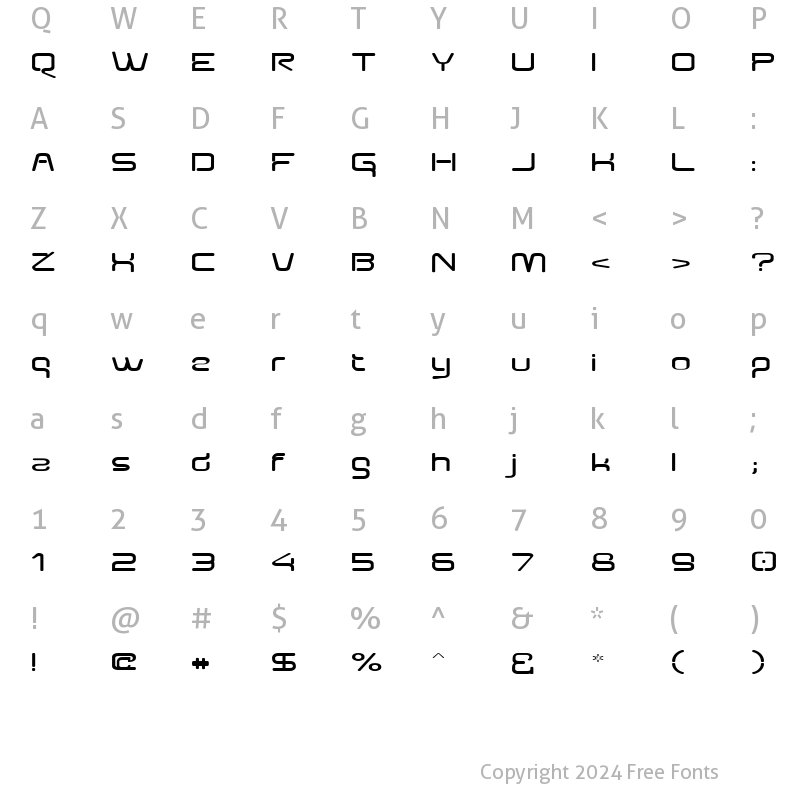 Character Map of Aunchanted Expanded Bold Regular