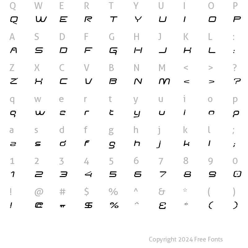 Character Map of AunchantedExpandedBoldOblique Regular