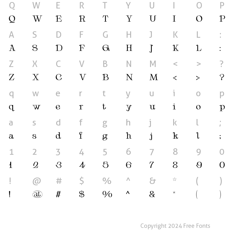 Character Map of Aupress Regular