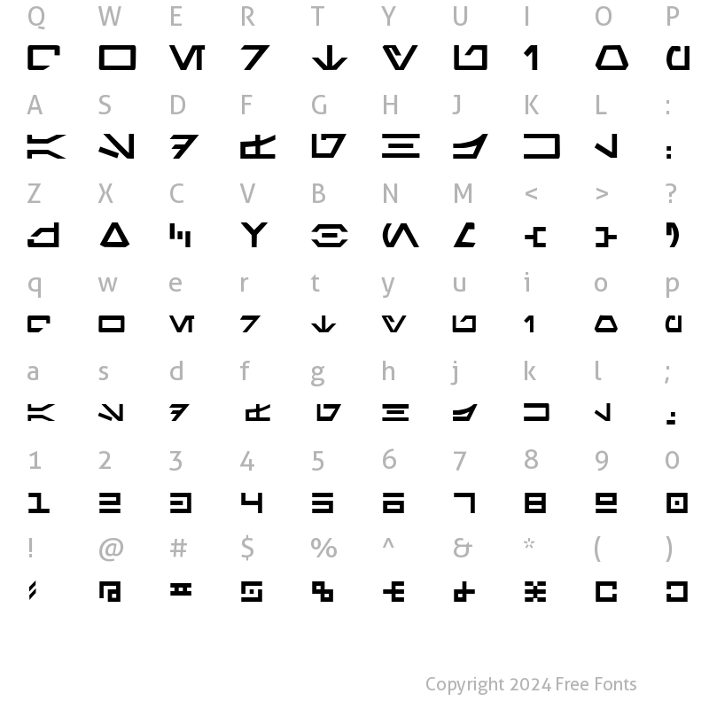 Character Map of Aurabesh Regular