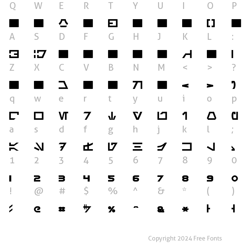 Character Map of Aurebesh Normal