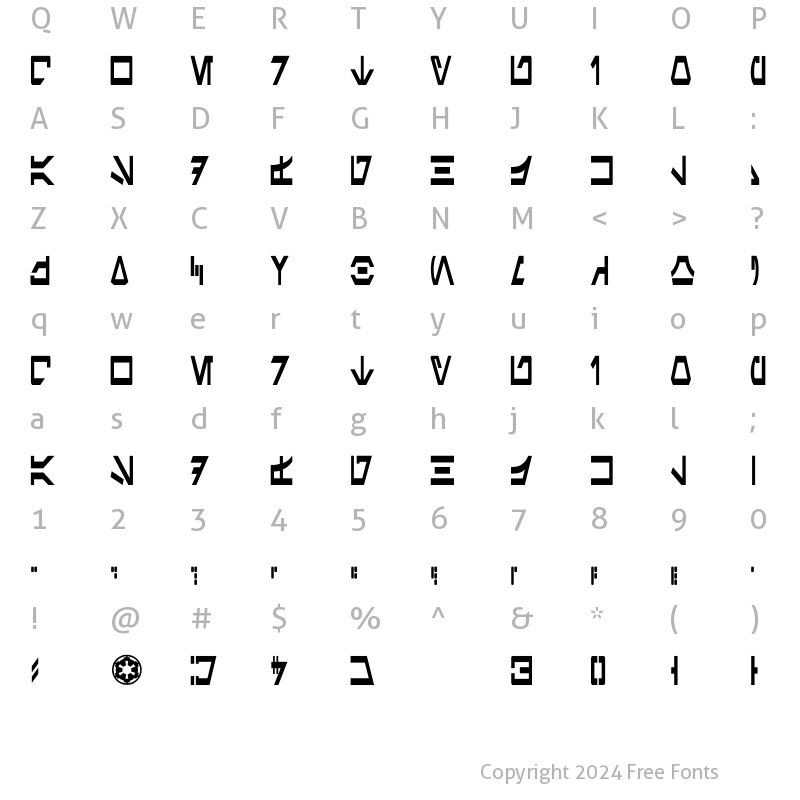 Character Map of Aurek-Besh Narrow Regular