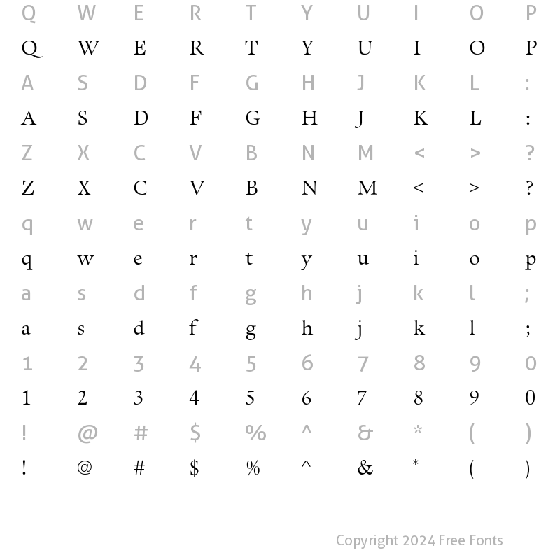 Character Map of AureliaEF Light Regular