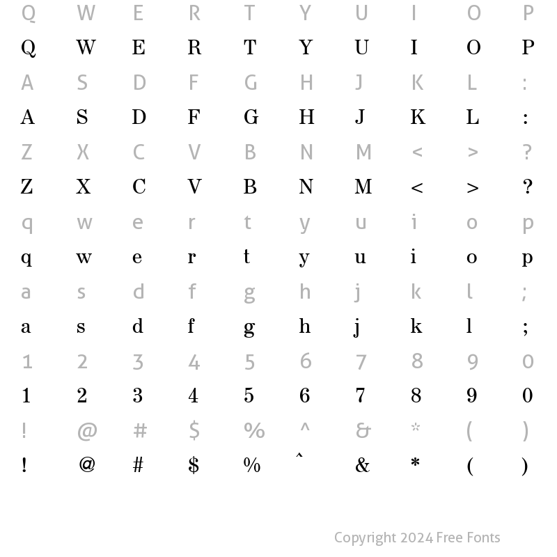 Character Map of AureliusSerif Regular