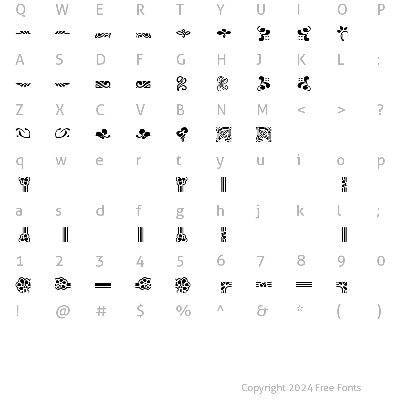 Character Map of Auriol FlowersOne Regular