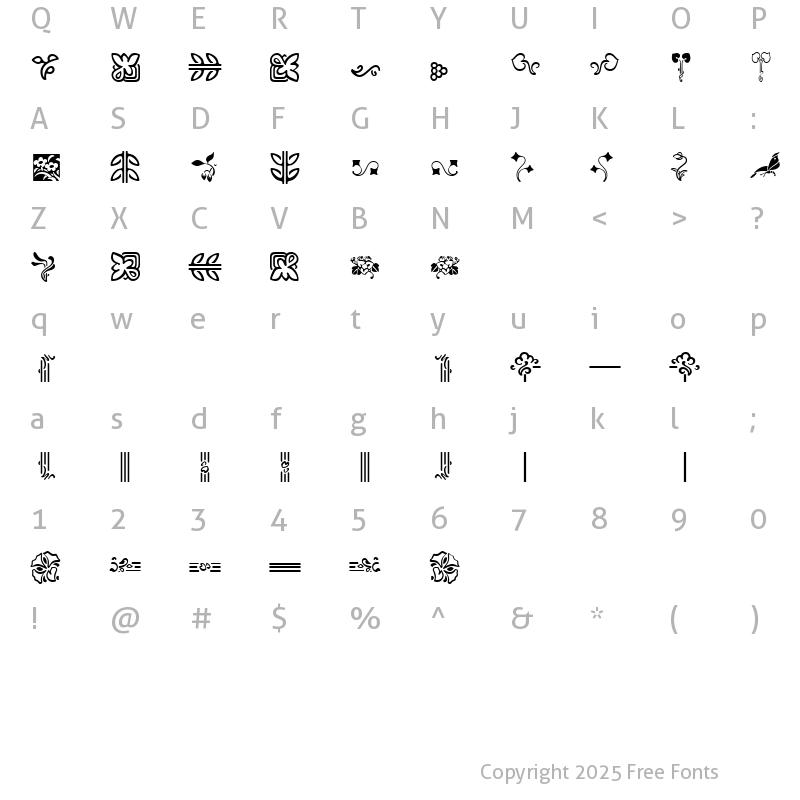 Character Map of Auriol FlowersTwo Regular