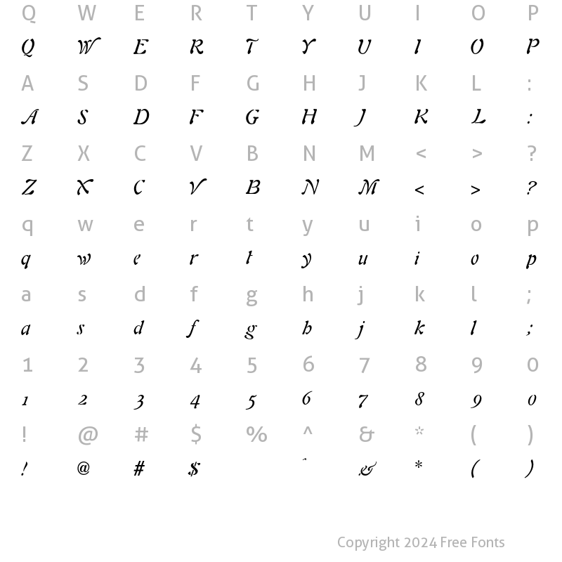 Character Map of AuriolItalic Regular