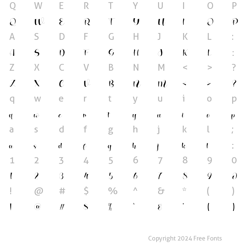 Character Map of Auristela Regular