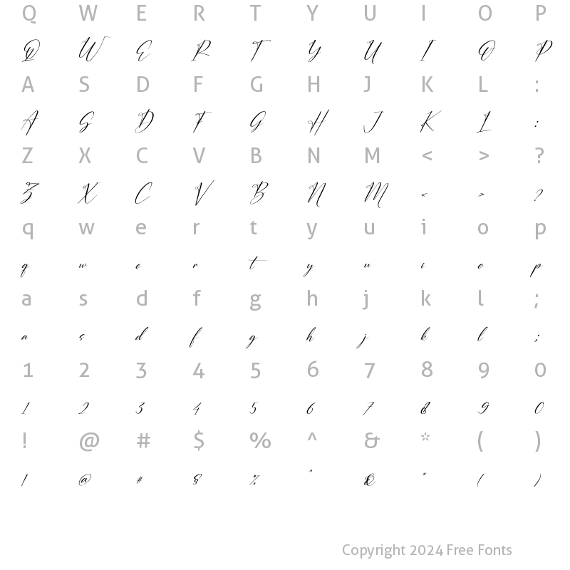 Character Map of Auristtela Patricia Italic