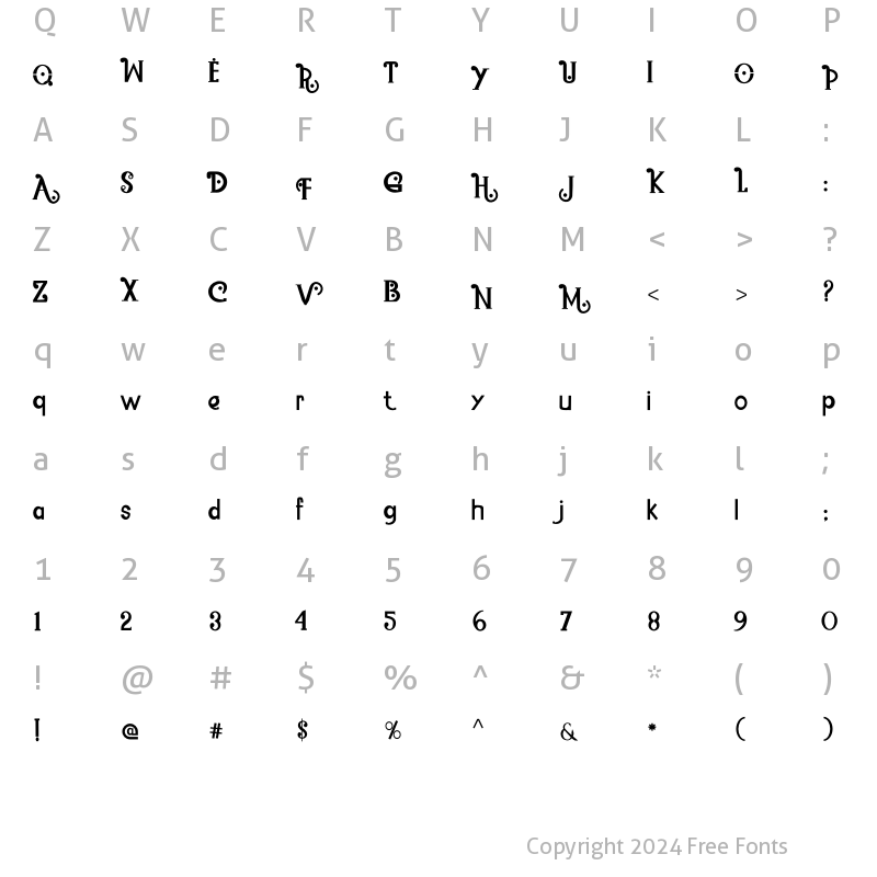 Character Map of Aurolla Regular