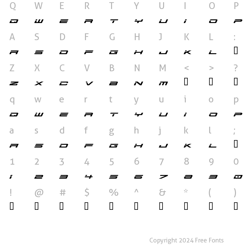 Character Map of AusPROBE Regular