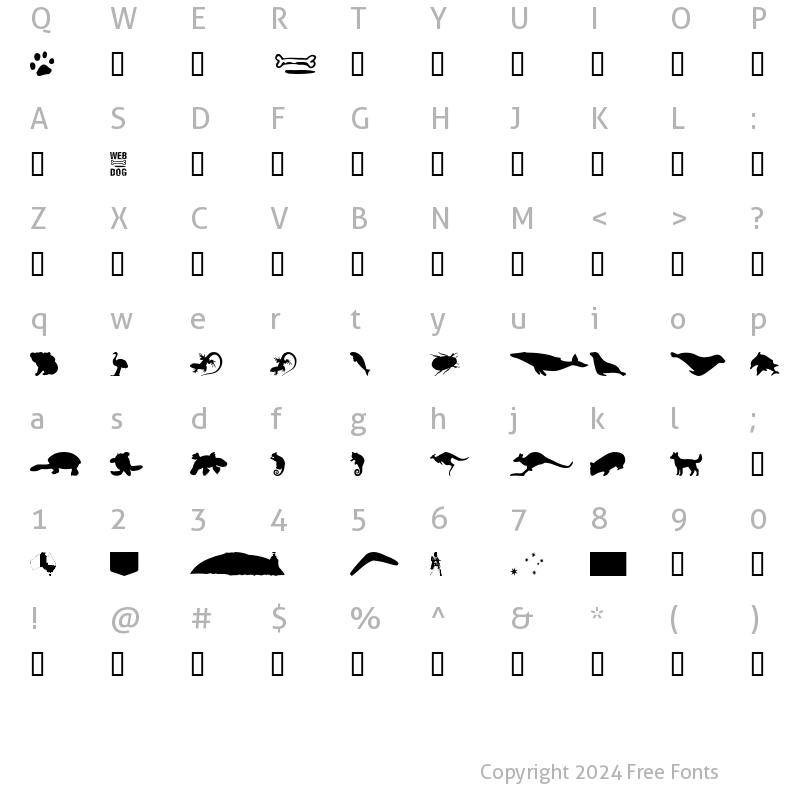 Character Map of AussieIcons Regular