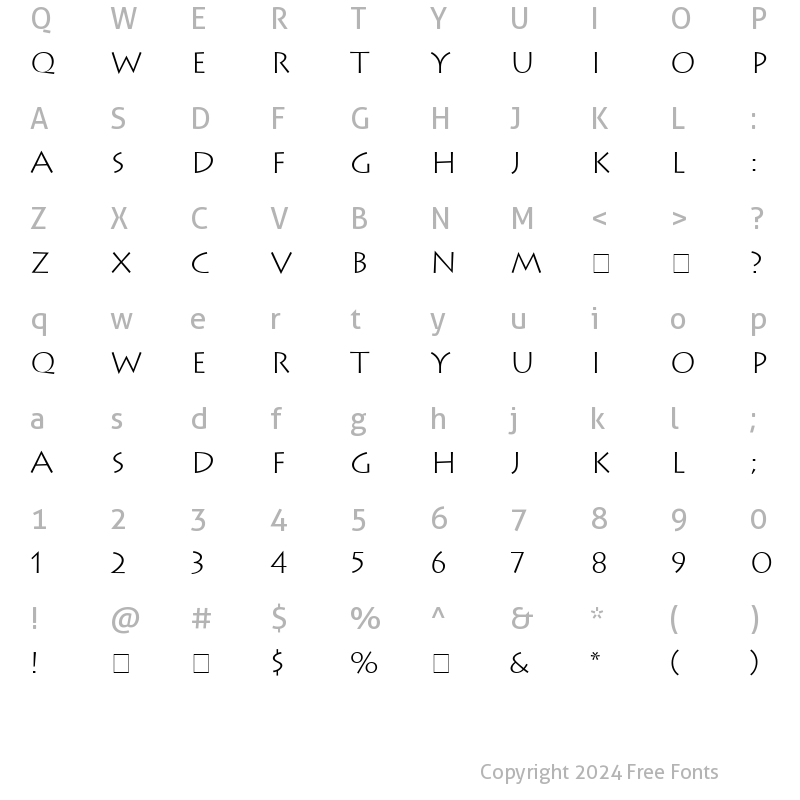 Character Map of Austere Light SSi Light