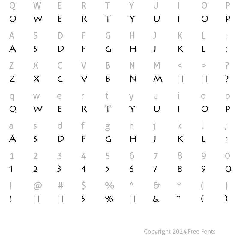 Character Map of Austere SSi Regular