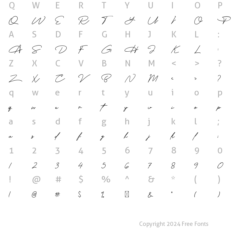 Character Map of Austin Capittal Alt Regular