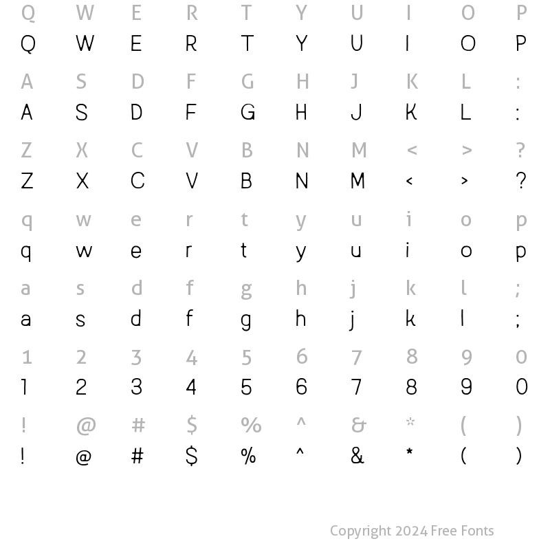 Character Map of Austral Sans Austral Sans Light Blur