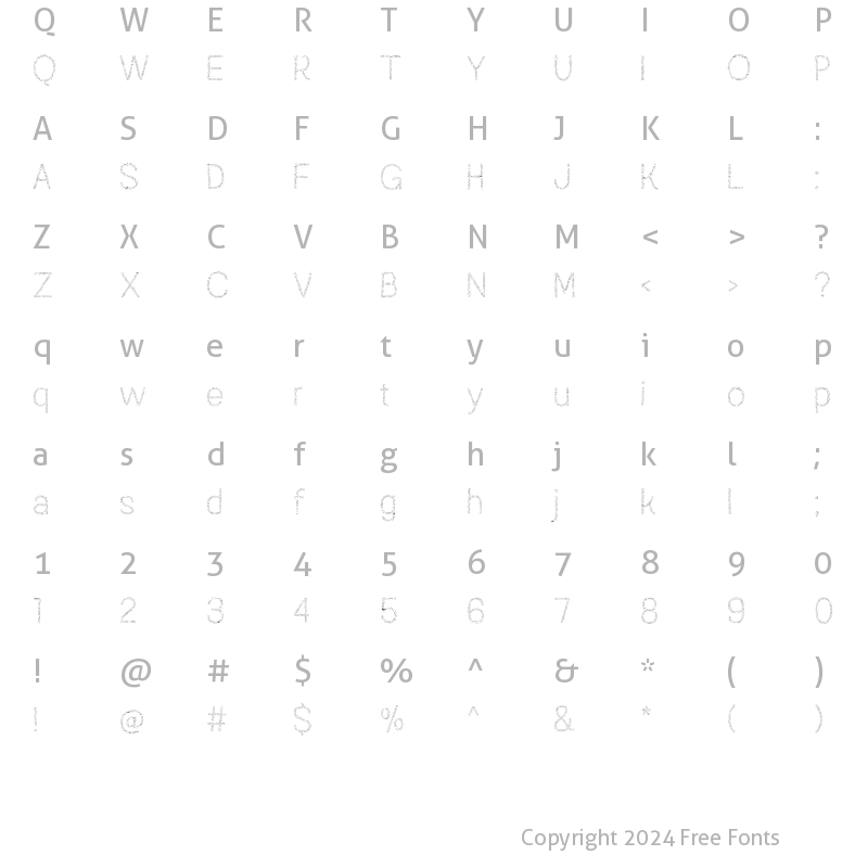 Character Map of Austral Sans Austral Sans Light Maplines