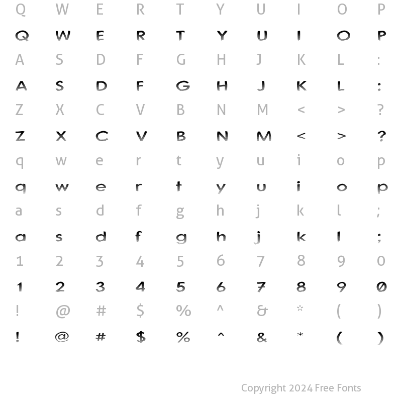 Character Map of Australian Sunset Regular