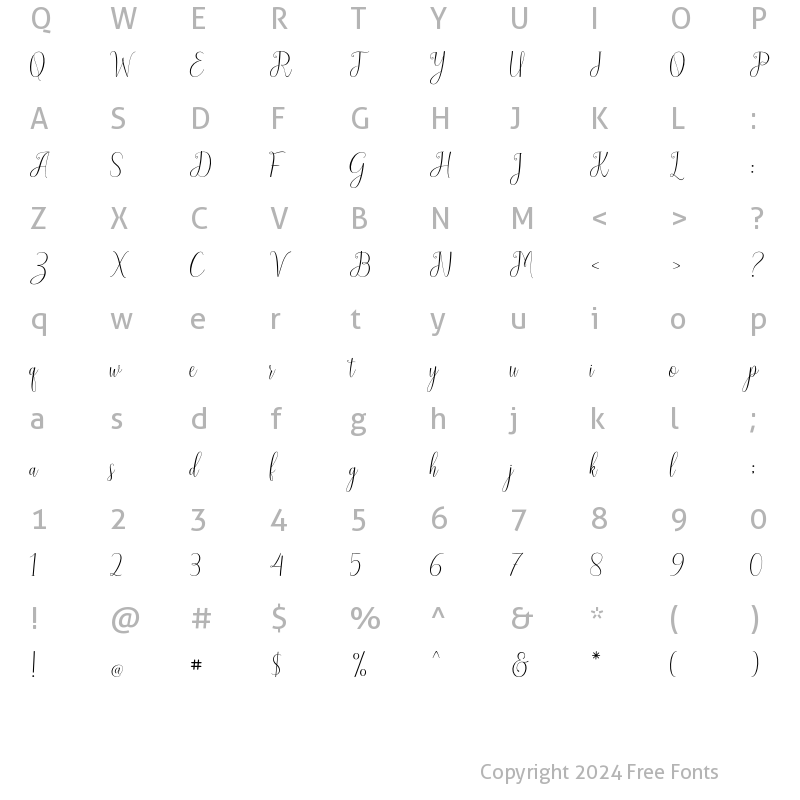 Character Map of austtina Regular