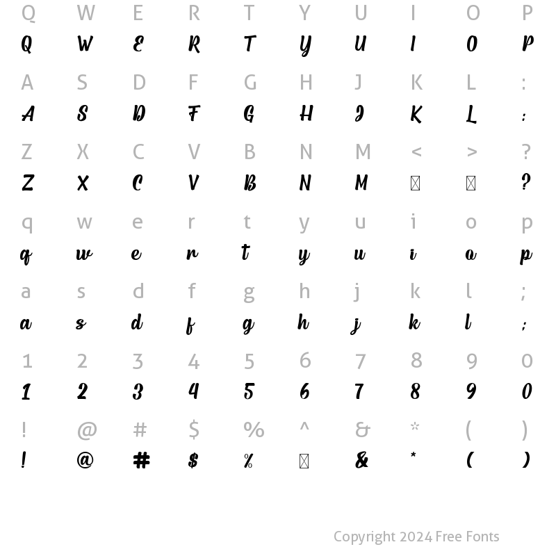 Character Map of Autentica Regular