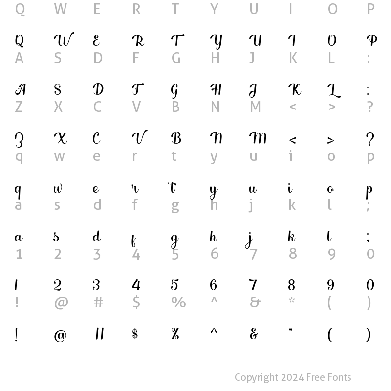 Character Map of Authemia Regular