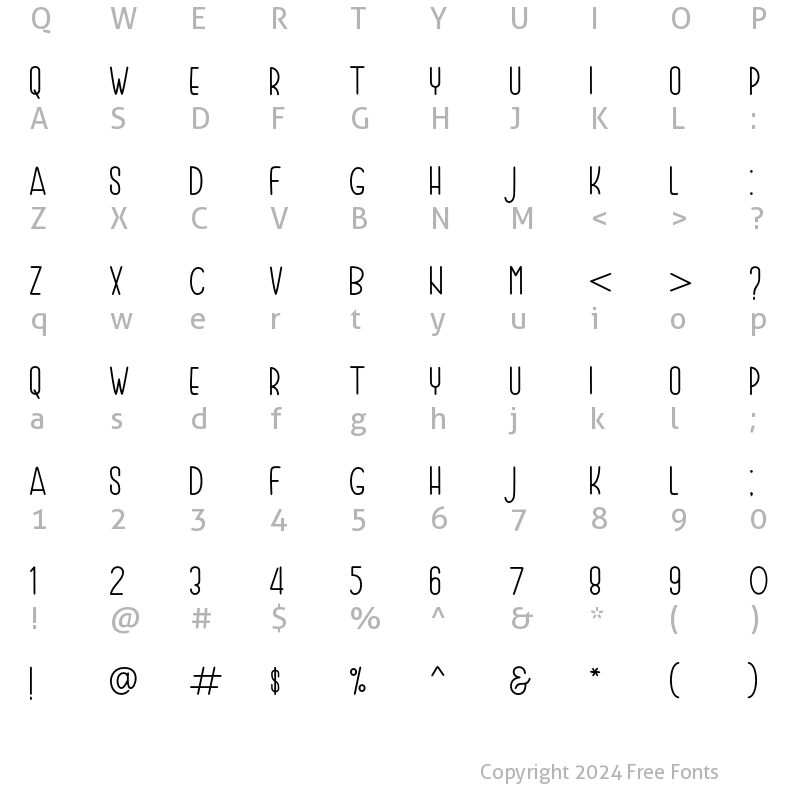 Character Map of Authemia Sans