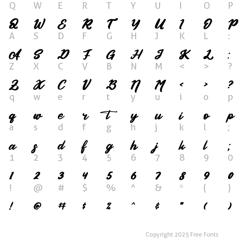 Character Map of Authentic Calisttera Regular