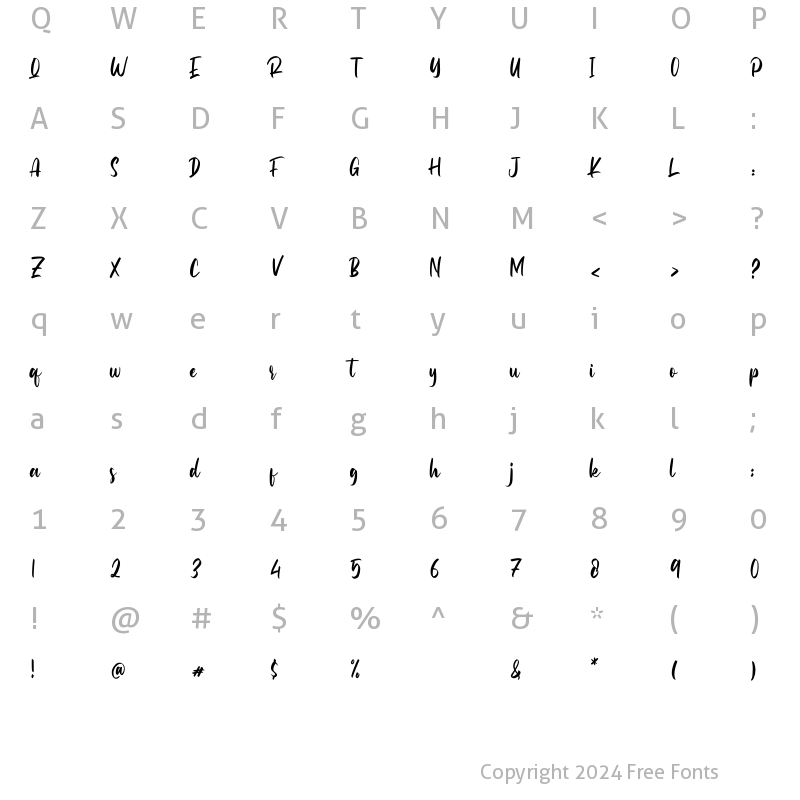 Character Map of Authentica Regular