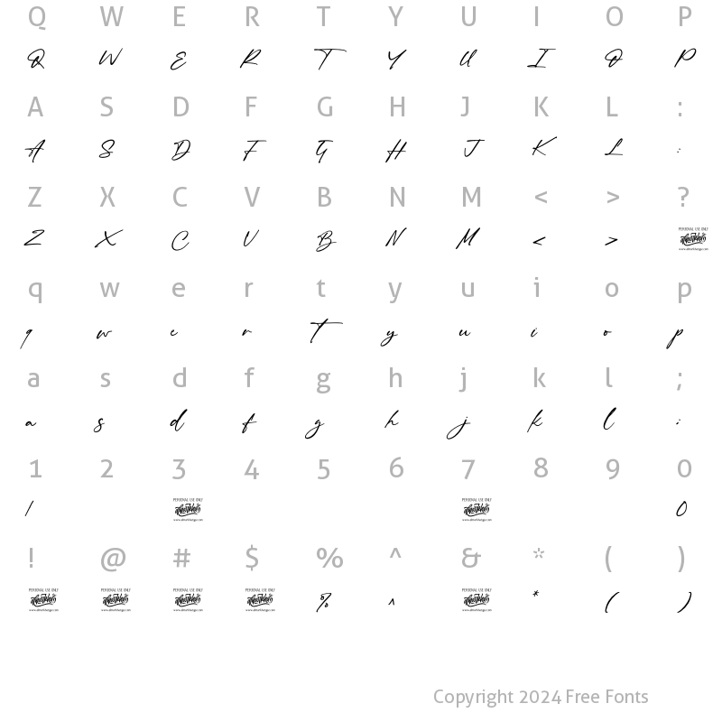 Character Map of Author Think Regular