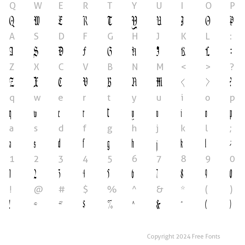 Character Map of Authur ttstd Regular