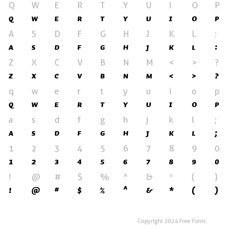 Character Map of Auto 1 SmCp Bold Italic