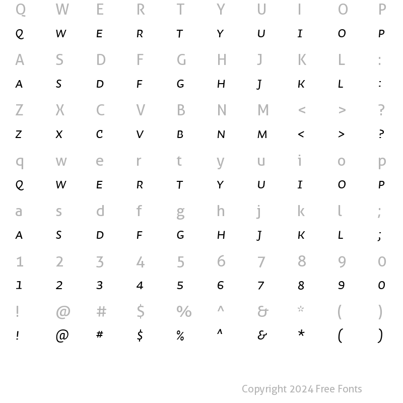 Character Map of Auto 1 SmCp Italic