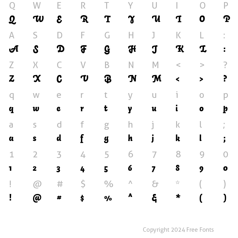 Character Map of Auto 3 Bold Italic