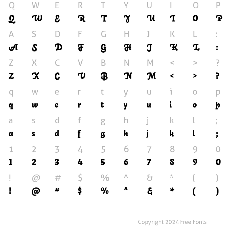 Character Map of Auto 3 LF Bold Italic