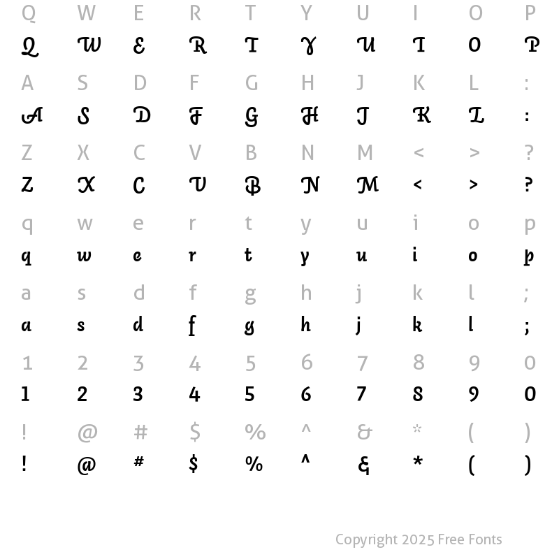 Character Map of Auto 3 Lt LF Bold Italic