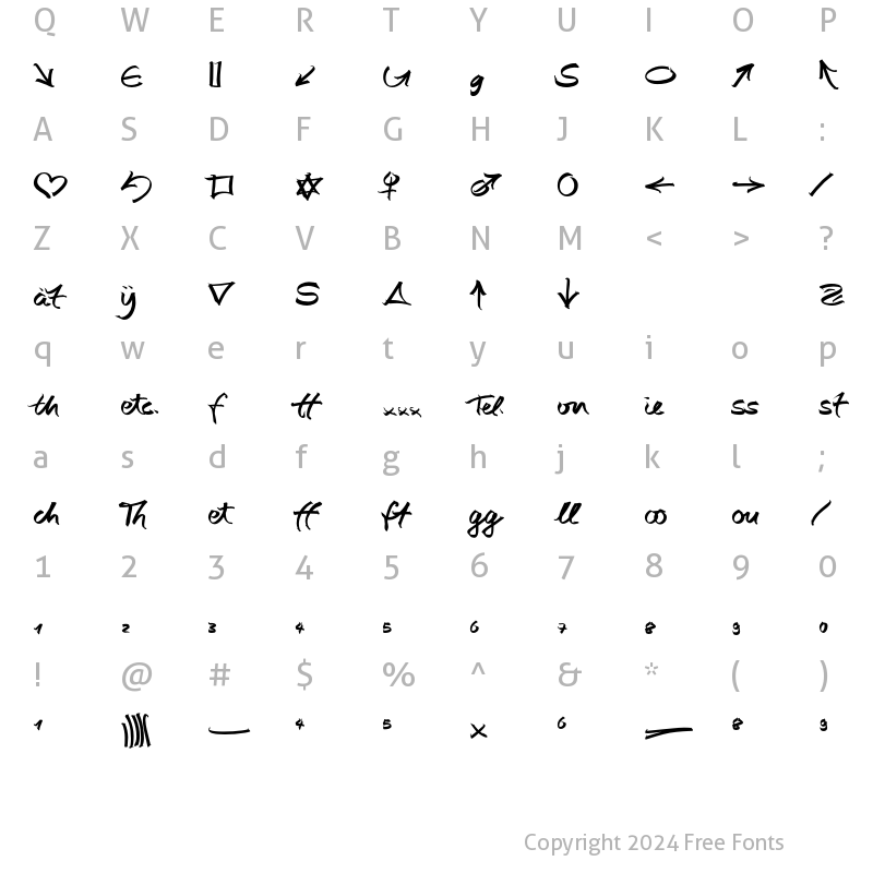 Character Map of AutographScriptEF Extras Bold