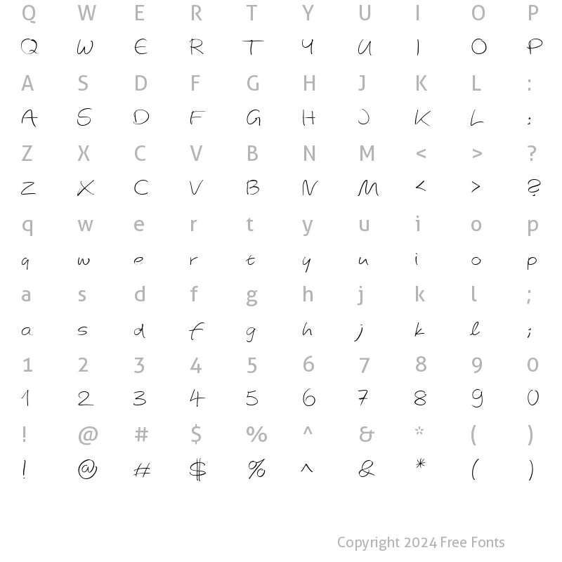 Character Map of AutographScriptEF Light