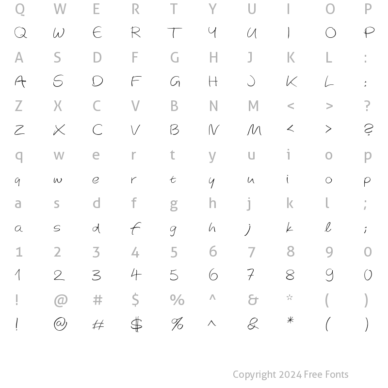 Character Map of AutographScriptEF Light Regular