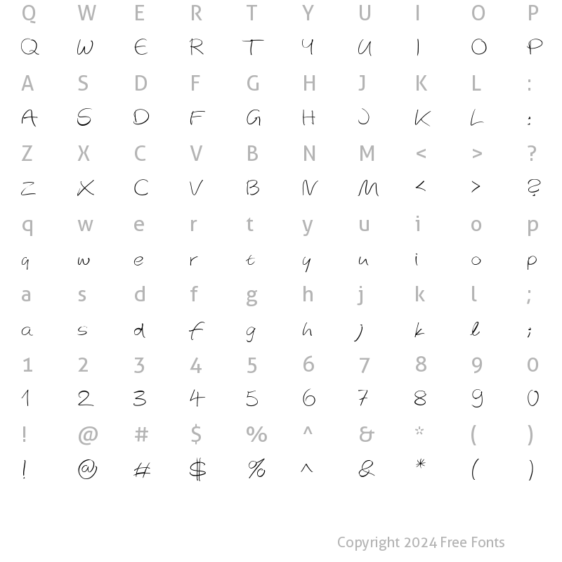 Character Map of AutographScriptEF-Light Regular