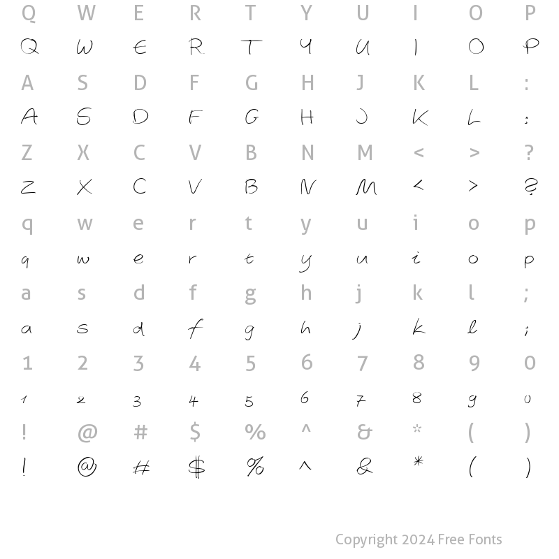 Character Map of AutographScriptEF LightAlt