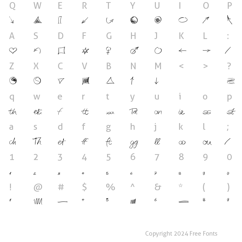 Character Map of AutographScriptEF-LightExtra Regular