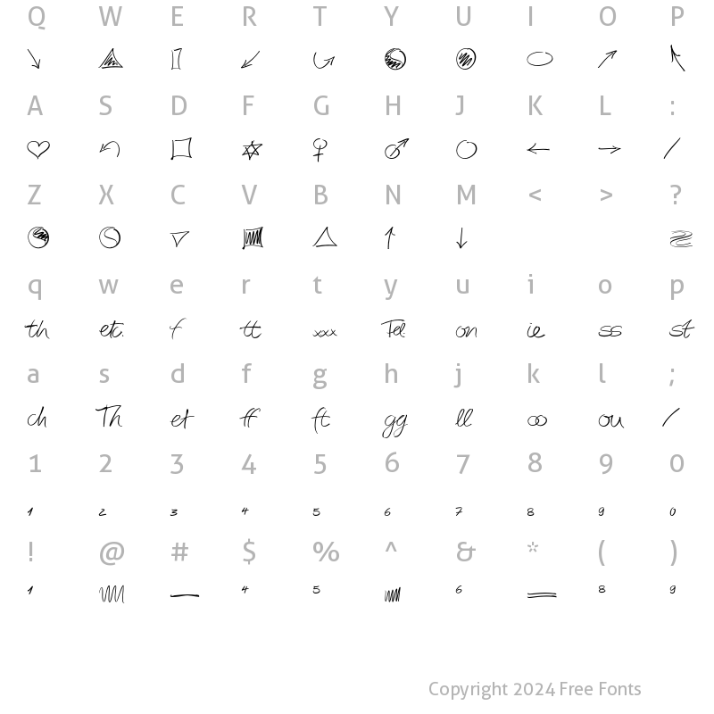 Character Map of AutographScriptEF LightExtras Regular