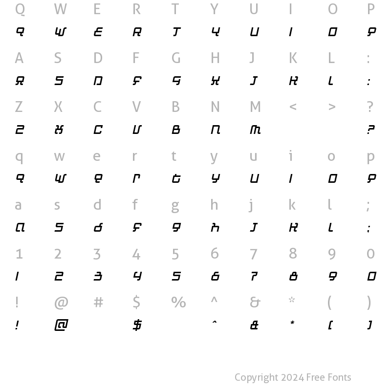 Character Map of Automind Italic