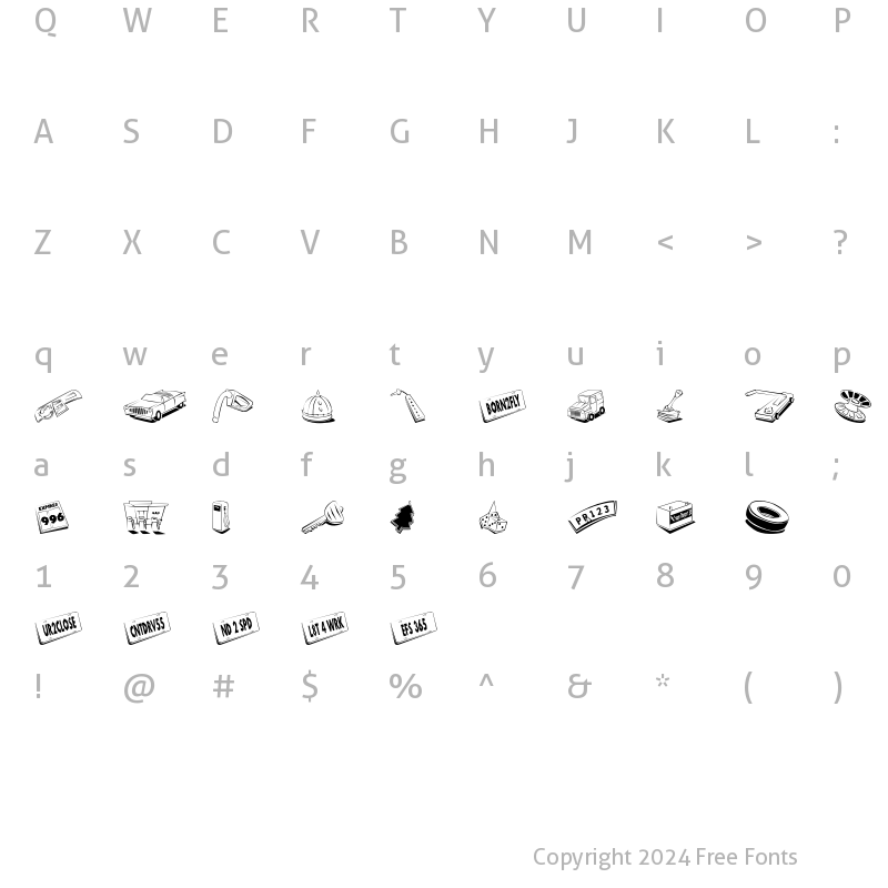 Character Map of Automotive Regular