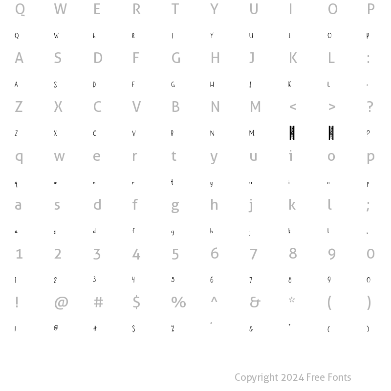 Character Map of Autumn Love Sans Regular