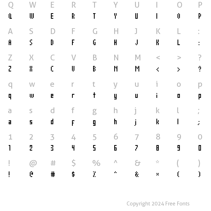 Character Map of AuX DotBitC Compressed Regular