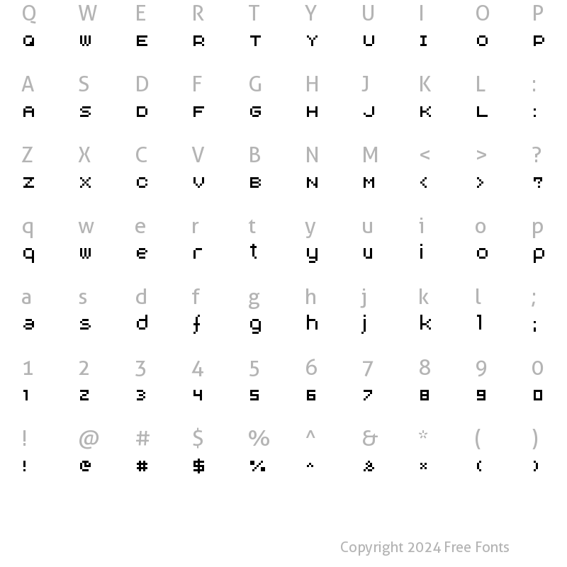 Character Map of AuX DotBitC Regular