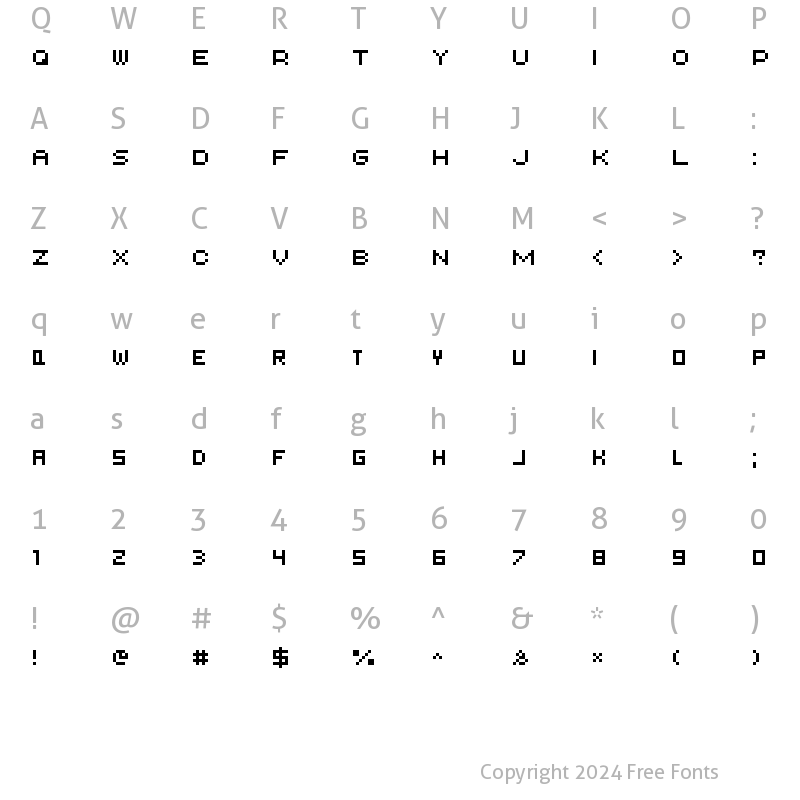 Character Map of AuX DotBitC SmallCaps Regular